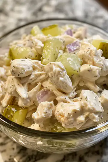 dill pickle chicken salad taken with iphone 15 pro max --iw 2 --ar 4:5 --v 6.1 --raw