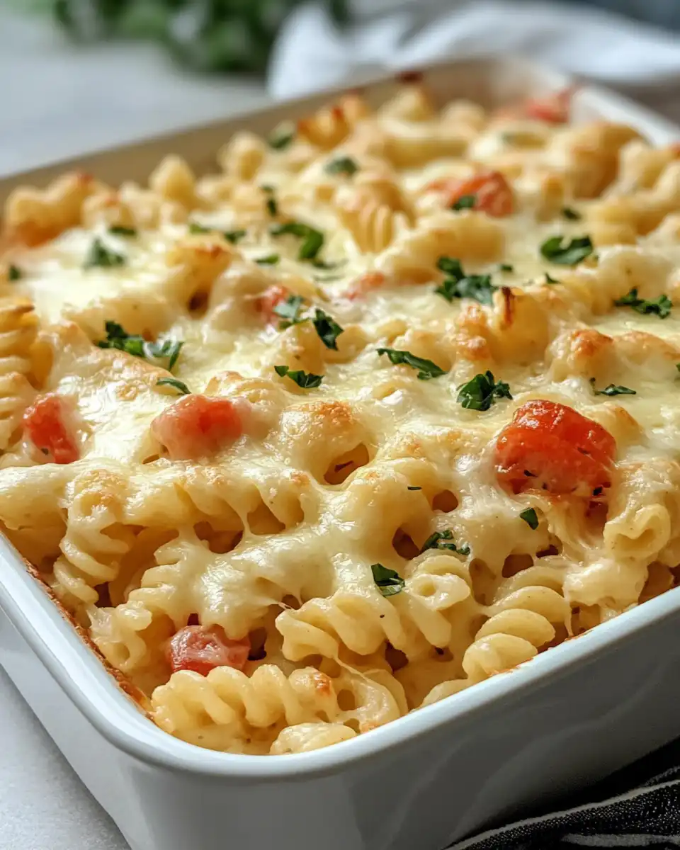 Ingredients including dry rigatoni, frozen peas, Boursin cheese, lemon zest, and chili flakes