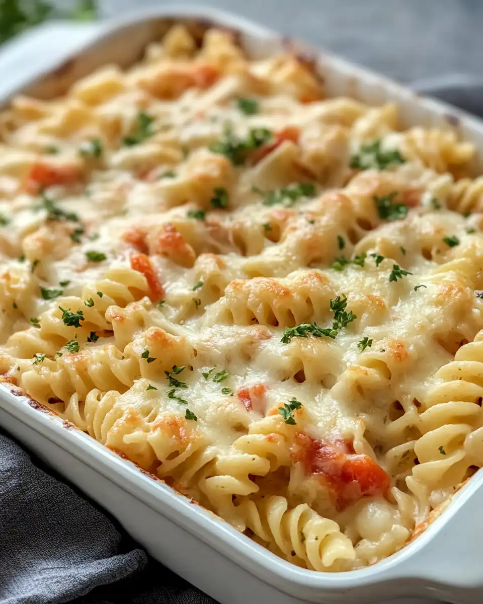 Finished creamy Boursin pasta topped with parmesan and garnished with lemon zest