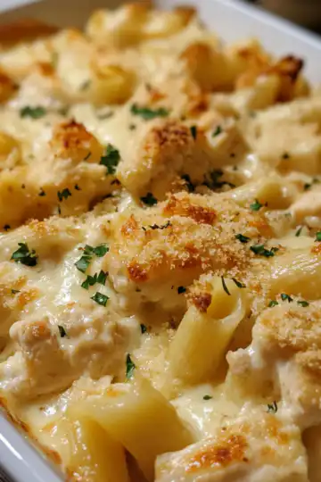 Dump And Bake Chicken Alfredo taken with iphone 15 pro max --iw 2 --ar 4:5 --v 6.1 --raw