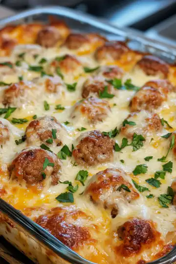 dumpandbake meatball casserole easy cheesy comfort taken with iphone 15 pro max --iw 2 --ar 4:5 --v 6.1 --raw