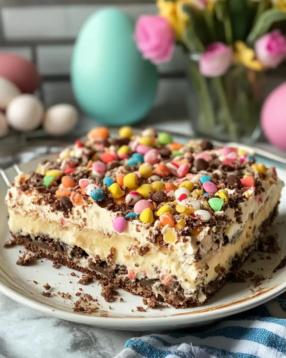 Ingredients for Easter dirt cake including Oreos, cream cheese, and pudding mix