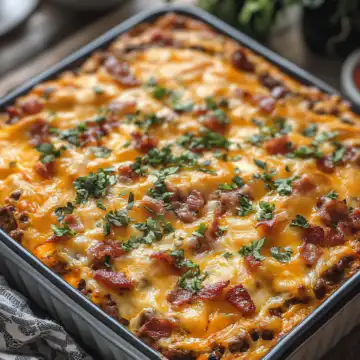 Easy Bacon Cheeseburger Bake taken with iphone 15 pro max --iw 2 --ar 4:5 --v 6.1 --raw