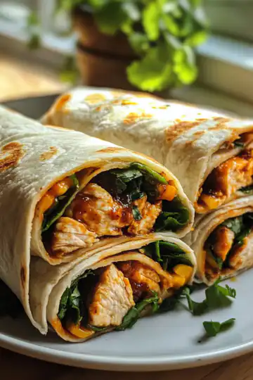 Easy Bbq Chicken Wraps taken with iphone 15 pro max --iw 2 --ar 4:5 --v 6.1 --raw