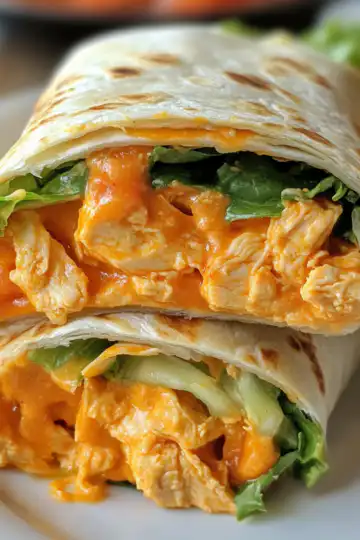 Easy Cheesy Buffalo Chicken Wraps taken with iphone 15 pro max --iw 2 --ar 4:5 --v 6.1 --raw