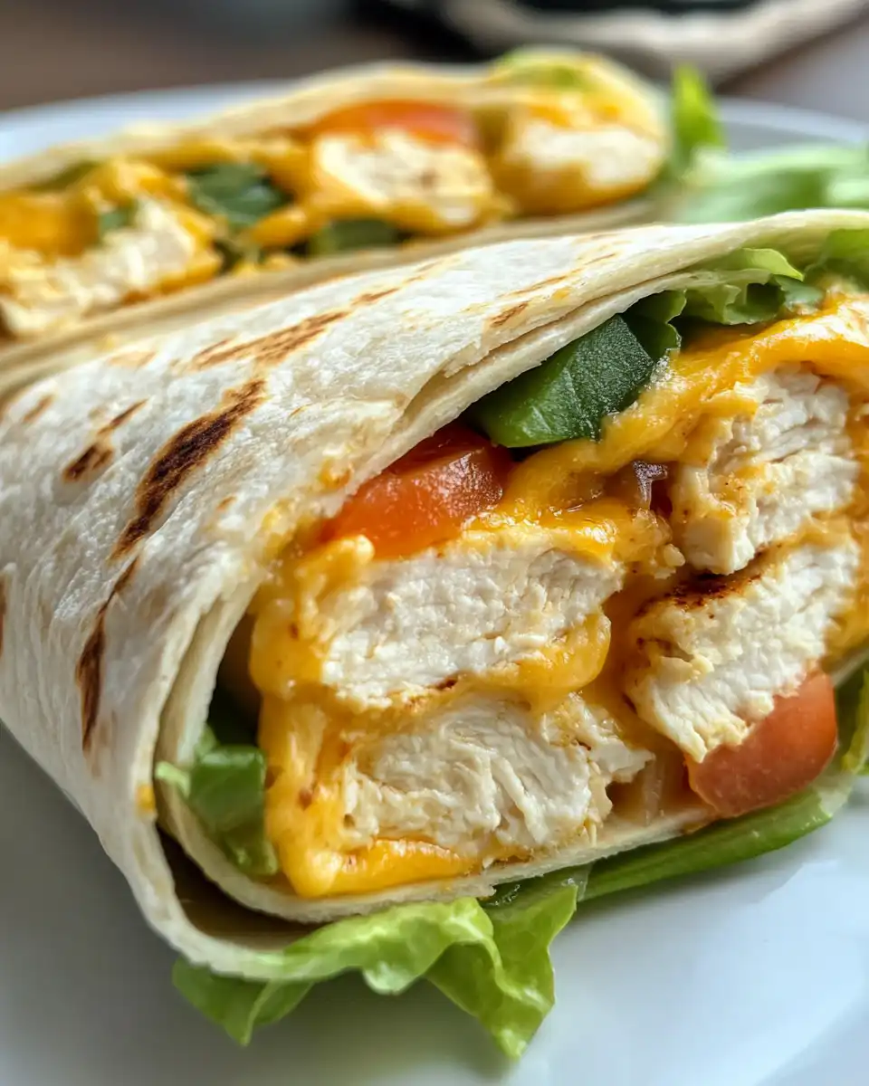 Close up of cheesy garlic chicken wraps fresh from pressure cooker