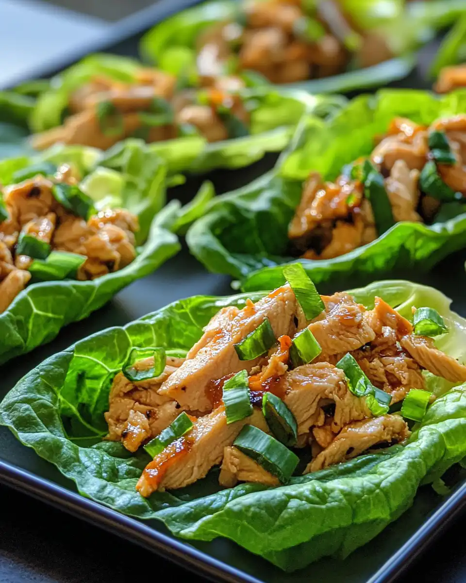 Homemade chicken lettuce wraps fresh and ready to eat