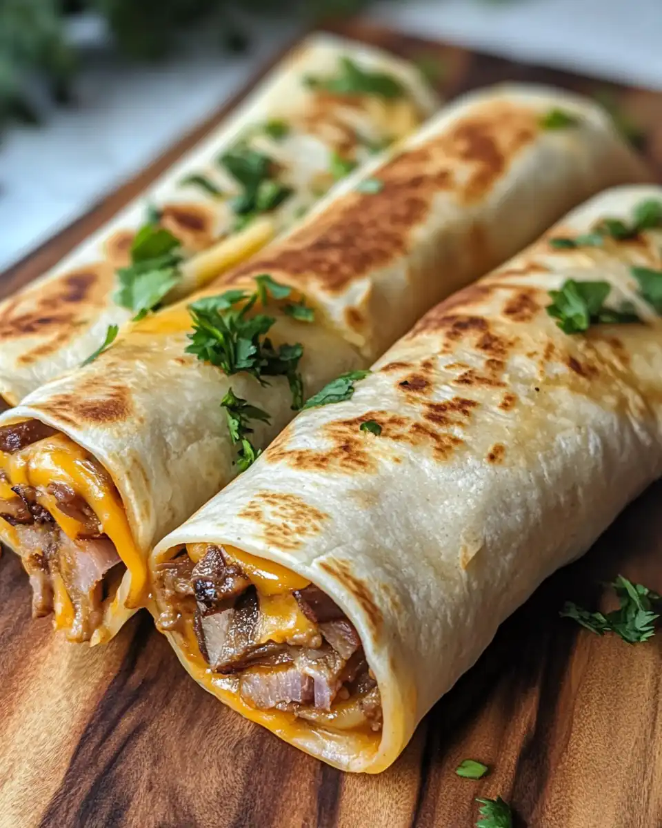 French Dip Tortilla Roll Ups fresh from pressure cooker with steam