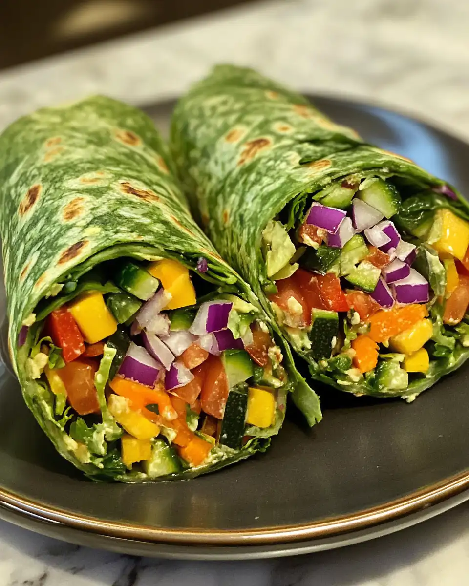 Ingredients for fresh veggie wraps arranged on counter ready for assembly