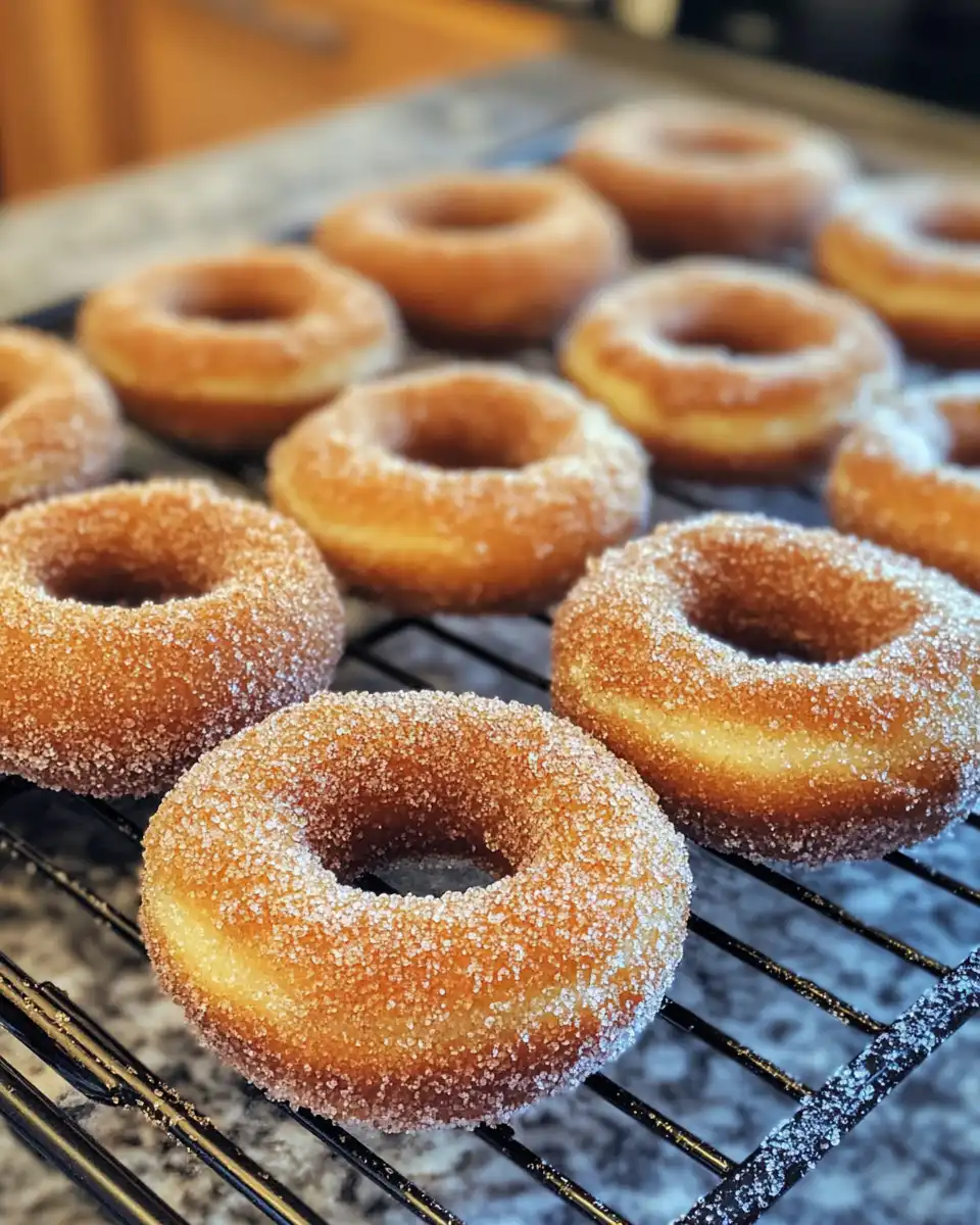 Ingredients for baked apple cider donuts including flour, eggs, sugar, and spices