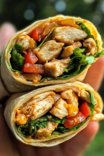 Easy, Peanut Chicken Wraps taken with iphone 15 pro max --iw 2 --ar 4:5 --v 6.1 --raw