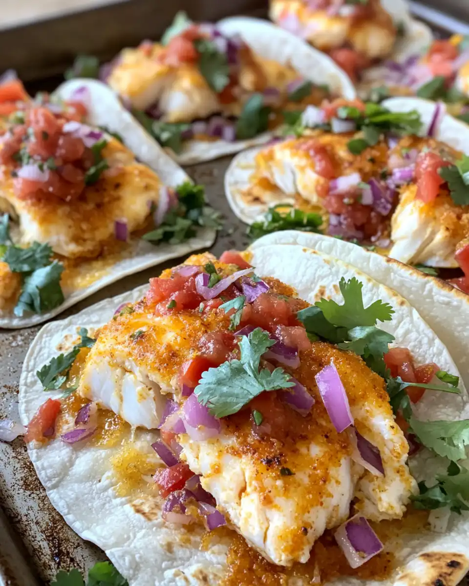 Ingredients for sheet pan fish tacos including spices and tortillas