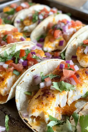 Easy Sheet Pan Fish Tacos taken with iphone 15 pro max --iw 2 --ar 4:5 --v 6.1 --raw