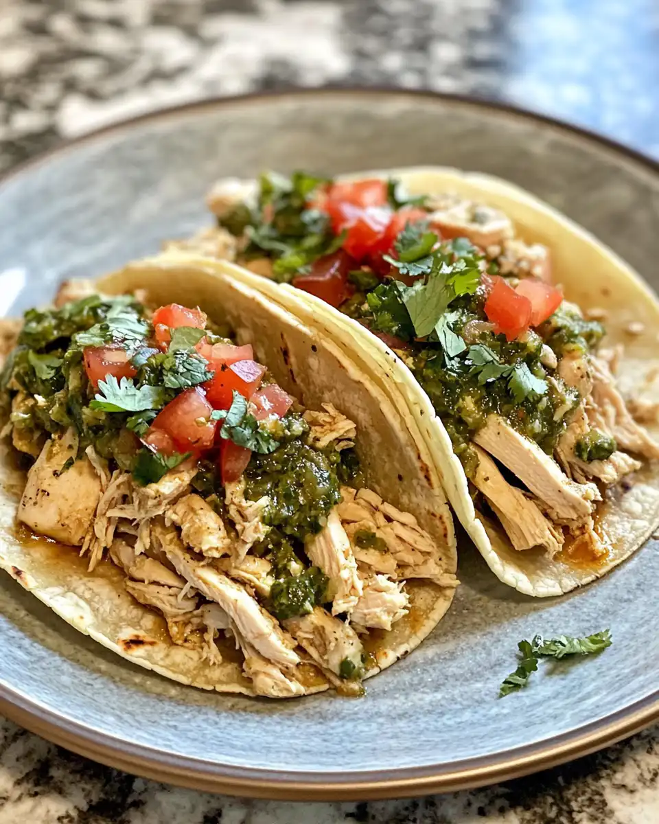 Ingredients for slow cooker chicken salsa verde including chicken breasts, spices and salsa verde