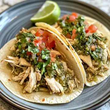 Easy Slow Cooker Spicy Chicken Verde Tacos taken with iphone 15 pro max --iw 2 --ar 4:5 --v 6.1 --raw