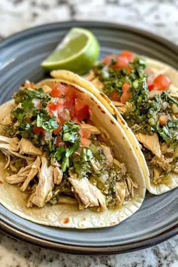 Easy Slow Cooker Spicy Chicken Verde Tacos taken with iphone 15 pro max --iw 2 --ar 4:5 --v 6.1 --raw