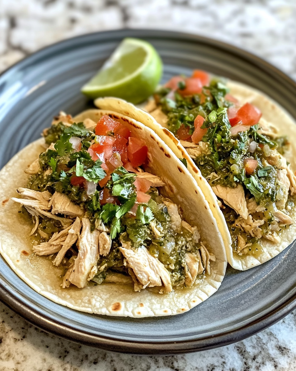 Pressure cooker slowly cooking chicken with salsa verde