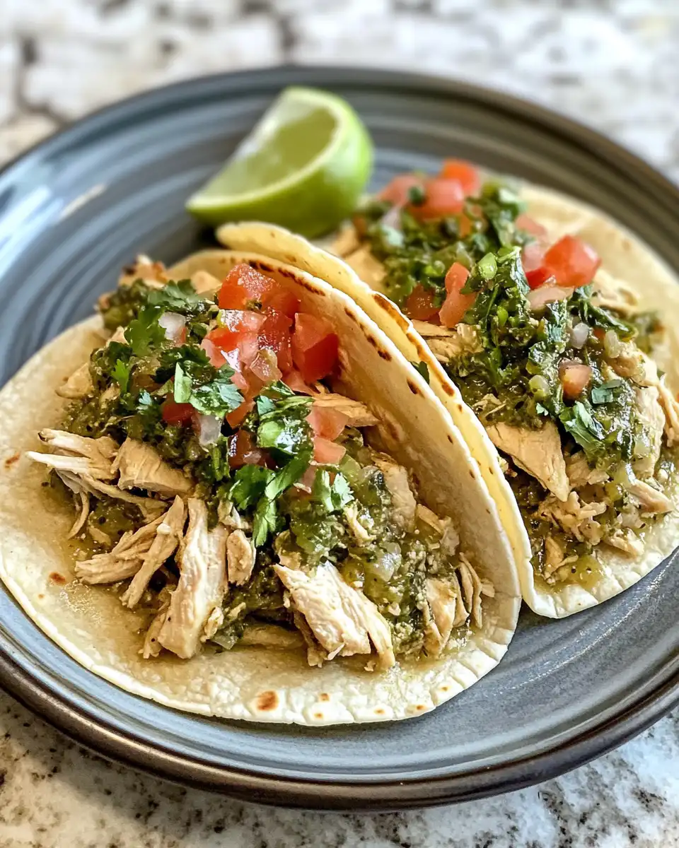 Pressure cooker slowly cooking chicken with salsa verde