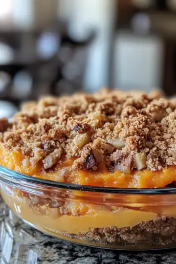 Easy Sweet Potato Casserole taken with iphone 15 pro max --iw 2 --ar 4:5 --v 6.1 --raw
