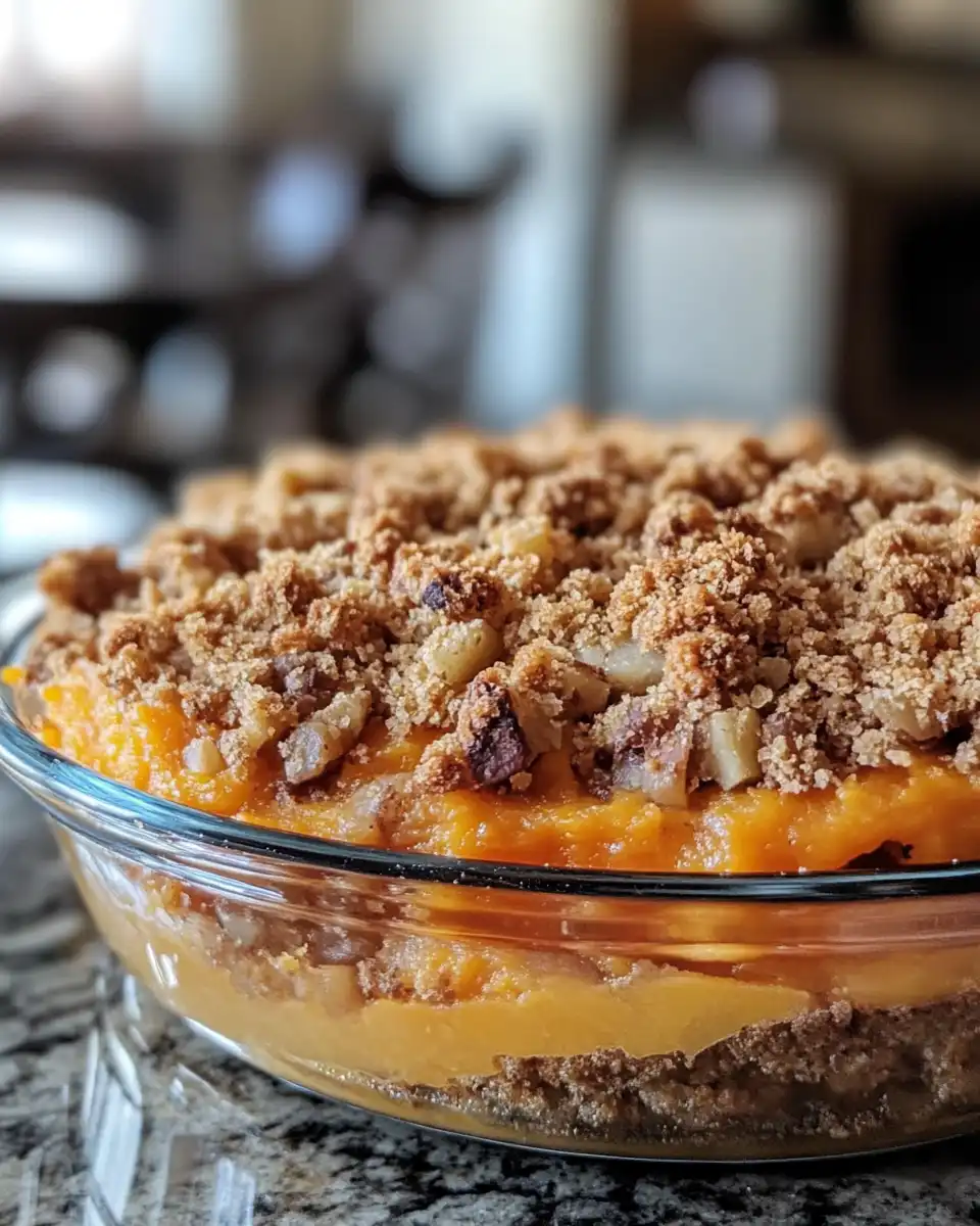 Pressure cooker with bubbling sweet potato casserole inside