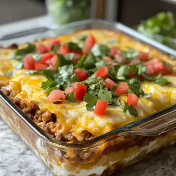 Easy Taco Casserole Whole Lotta Yum taken with iphone 15 pro max --iw 2 --ar 4:5 --v 6.1 --raw