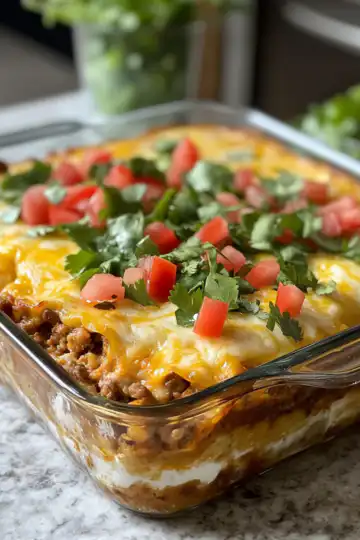 Easy Taco Casserole Whole Lotta Yum taken with iphone 15 pro max --iw 2 --ar 4:5 --v 6.1 --raw