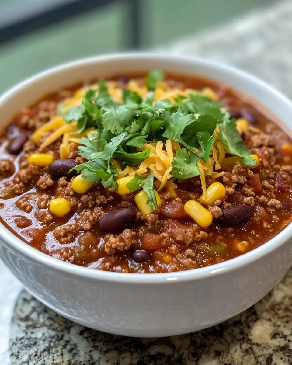 Ingredients laid out for easy taco chili recipe