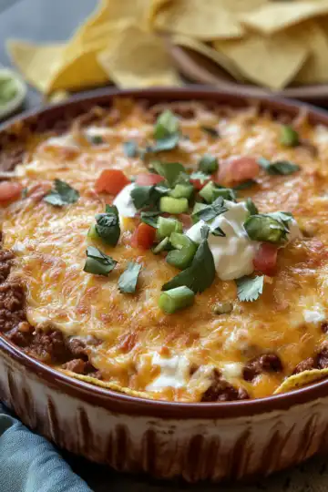 Easy Taco Dip taken with iphone 15 pro max --iw 2 --ar 4:5 --v 6.1 --raw