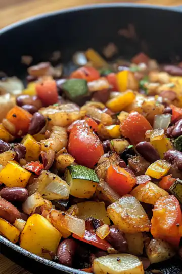 Easy Vegan Breakfast Hash With Veggies And Beans taken with iphone 15 pro max --iw 2 --ar 4:5 --v 6.1 --raw