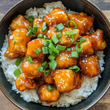 Easy Vegan Orange Chicken taken with iphone 15 pro max --iw 2 --ar 4:5 --v 6.1 --raw