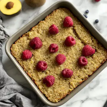 Easy Vegan Quinoa Breakfast Bake taken with iphone 15 pro max --iw 2 --ar 4:5 --v 6.1 --raw