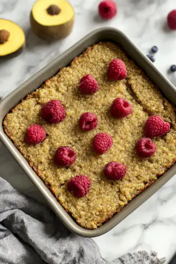 Easy Vegan Quinoa Breakfast Bake taken with iphone 15 pro max --iw 2 --ar 4:5 --v 6.1 --raw