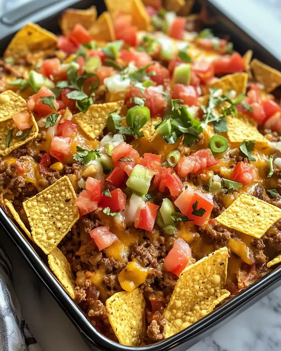 Pressure cooker steam rising above easy walking taco casserole