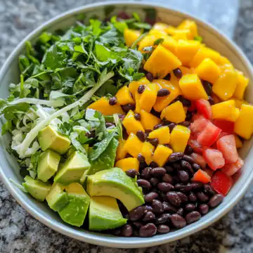 Epic Summer Salad With Black Beans, Mango And Avocado taken with iphone 15 pro max --iw 2 --ar 4:5 --v 6.1 --raw