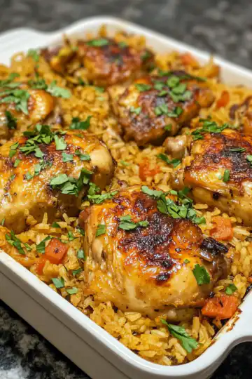 forgotten chicken recipe with rice easy dump and bake taken with iphone 15 pro max --iw 2 --ar 4:5 --v 6.1 --raw
