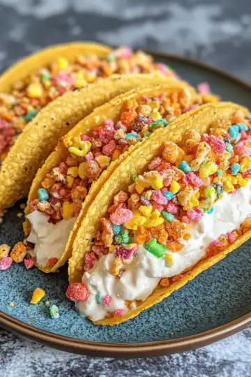 Fruity Pebbles Tacos With Cheesecake Filing taken with iphone 15 pro max --iw 2 --ar 4:5 --v 6.1 --raw