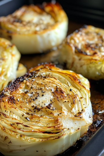 garlic butter roasted cabbage steaks taken with iphone 15 pro max --iw 2 --ar 4:5 --v 6.1 --raw