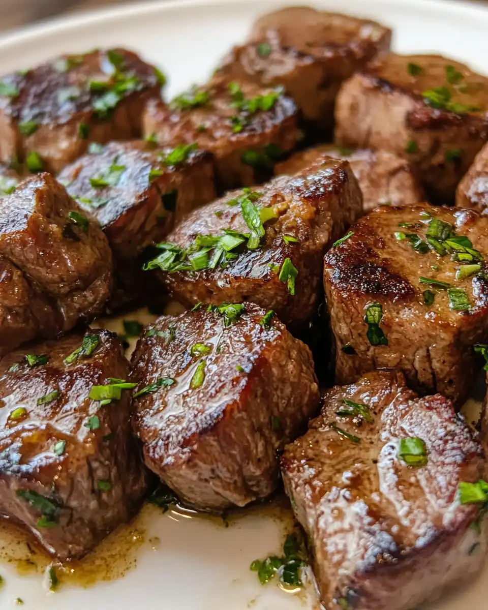 Ingredients including garlic, butter, steak, and seasonings for pressure cooker steak bites
