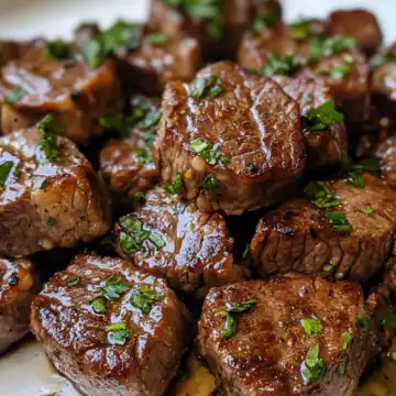 garlic butter steak bites taken with iphone 15 pro max --iw 2 --ar 4:5 --v 6.1 --raw