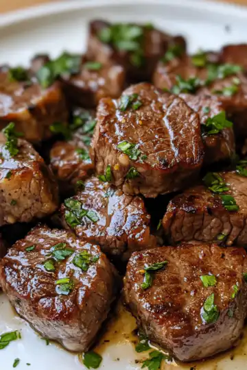 garlic butter steak bites taken with iphone 15 pro max --iw 2 --ar 4:5 --v 6.1 --raw
