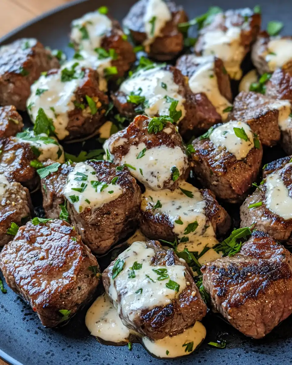 Ingredients for garlic butter steak bites with parmesan cream sauce