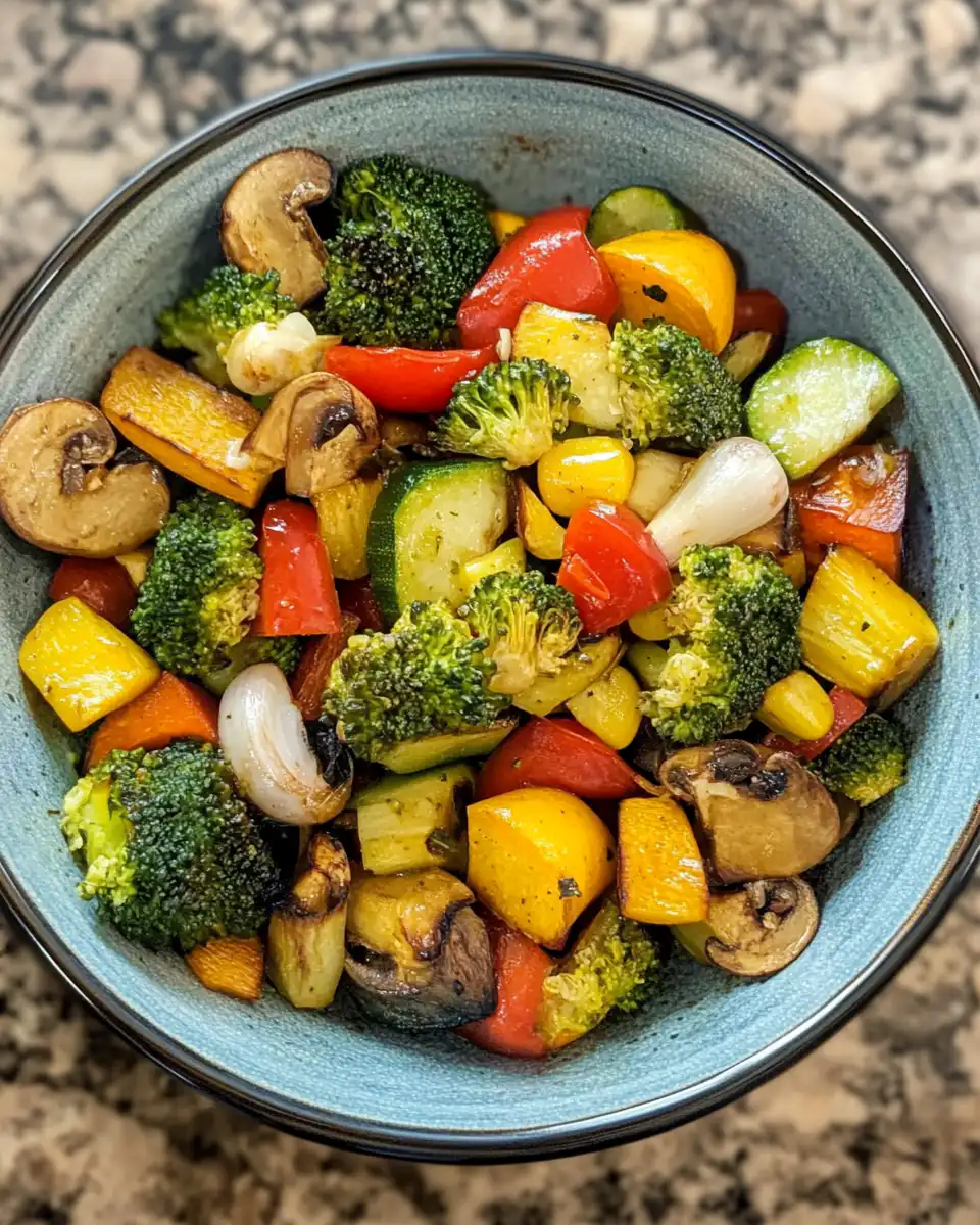 Fresh garlic and ginger summer veggie stir fry cooking in pressure cooker, vibrant colors