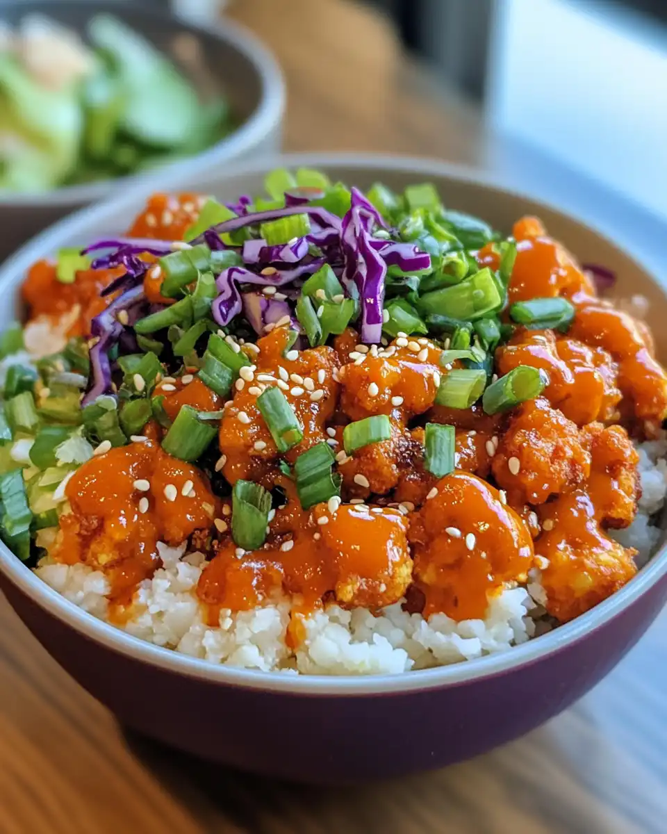 Ingredients for General Tso's cauliflower including sauces and fresh cauliflower florets