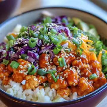 general tsos cauliflower bowls taken with iphone 15 pro max --iw 2 --ar 4:5 --v 6.1 --raw