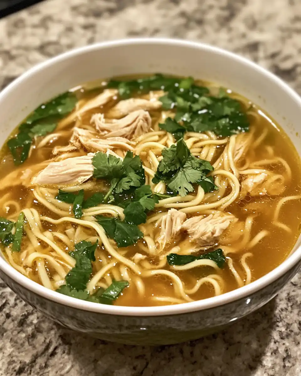 Ingredients and preparation steps for ginger garlic chicken noodle soup in a pressure cooker