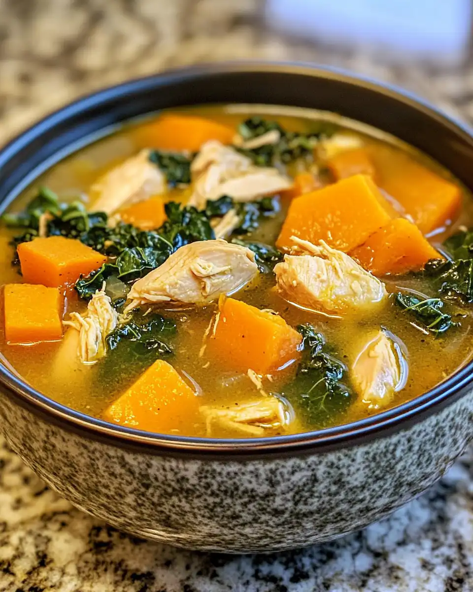 Ingredients of ginger sweet potato and kale chicken soup laid out