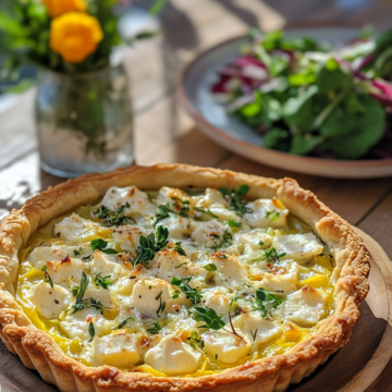 Goats Cheese Spring Tart With Chicory Salad taken with iphone 15 pro max --iw 2 --ar 4:5 --v 6.1 --raw