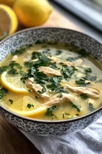 greek lemon chicken soup taken with iphone 15 pro max --iw 2 --ar 4:5 --v 6.1 --raw