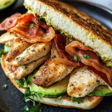 Grilled Chicken, Bacon And Avocado Melts taken with iphone 15 pro max --iw 2 --ar 4:5 --v 6.1 --raw