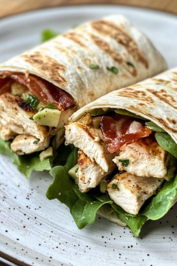 Grilled Chicken Caesar Wraps With Avocado And Bacon taken with iphone 15 pro max --iw 2 --ar 4:5 --v 6.1 --raw